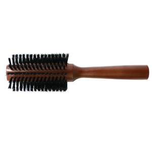Sikat pelurus rambut, sisir pelurus bulu babi hutan rol bulat kayu alami kualitas tinggi Salon profesional - Product Image 3