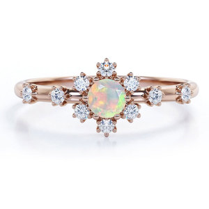 925 <b>Silver</b> Amethyst Flower <b>Ring</b> Round Brilliant Cut Diamond Prong Setting Women's Romantic Engagement Gemstone <b>Ring</b> - Product Image 3