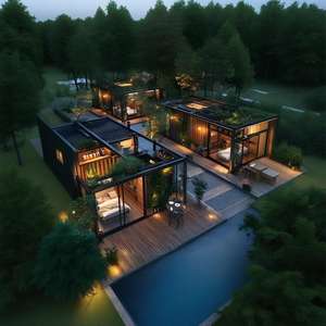 Casas modulares modernas prefabricadas de acero ligero-Retiros de vacaciones de lujo en <span class=keywords><strong>el</strong></span> bosque Glamping - Product Image 5