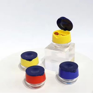 Glass Cylinder Cosmetic Jar with Wood Collar <b>Silk</b> Screen Printing Screw Cap <b>Red</b>/Blue Lid Translucent Base for Personal Care - Product Image 6