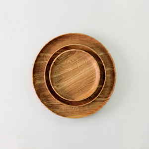 ชุดจานเสิร์ฟไม้ทรงกลม งานแฮนด์เมด ดีไซน์มินิมอล ไม้เนื้อแข็ง ขัดเงา - Product Image 1
