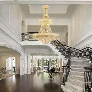 zealing lighting hotel home decorative stair hanging <b>crystal</b> chandeliers pendant light for villa - Product Image 5