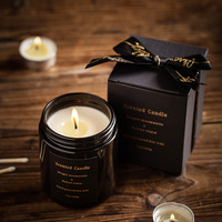 Bougie aromatique en cire de soja noire de qualité supérieure dans un bocal en verre, bougie parfumée romantique, cadeau pour la décoration de la chambre à coucher, vente en gros