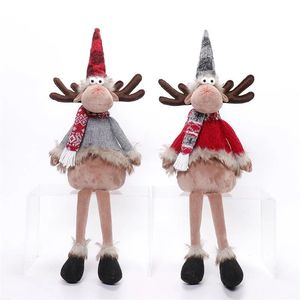 Adorables muñecos de peluche de ciervos navideños con luces, 2 piezas, con patas colgantes, para regalos navideños - Product Image 1