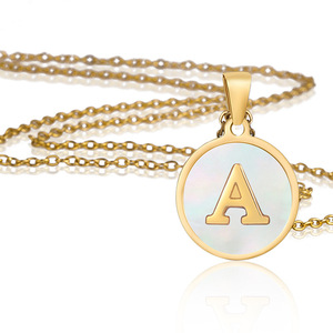 Collar <span class=keywords><strong>de</strong></span> Acero Inoxidable con Colgante Redondo Dorado, Letra Inglesa del Alfabeto, Estilo Europeo Americano, para Mujer, Novedad 2026 - Product Image 5