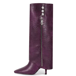 Botas Altas Plegables por Encima de la Rodilla para Mujer, Talla Grande 45, Tacón Fino Alto, Punta Puntiaguda, Estilo Stiletto, para Vestir - Product Image 4