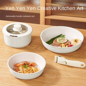 <span class=keywords><strong>Mango</strong></span> <span class=keywords><strong>Sartén</strong></span> antiadherente <span class=keywords><strong>extraíble</strong></span> Interior y exterior <span class=keywords><strong>Sartén</strong></span> esmaltada de cerámica Juego de ollas de estufa <span class=keywords><strong>universal</strong></span> - Product Image 2