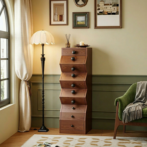 Mid Century Modern Solid Wood Living Room Cabinet With 7 Drawers Storage Unit For Home Furniture - Product Image 1