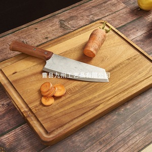 Tabla de cortar de madera de acacia rectangular, bloque de madera maciza para cocina, duradero para uso doméstico y en restaurantes. - Product Image 3