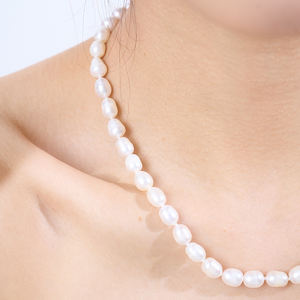 สร้อยคอมุกเทียม3 4 6 8มม. 14K สร้อยคอโชคเกอร์ไข่มุกน้ำจืดสีทอง - Product Image 5