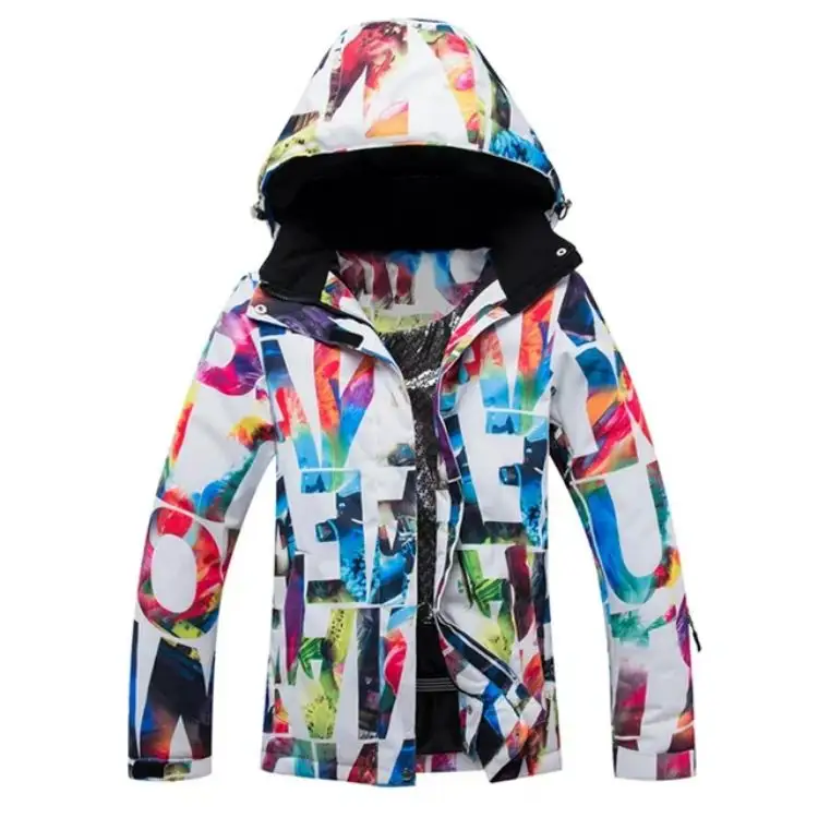 Jaqueta de inverno personalizada de cor pura de ameixa para mulheres jaqueta de esqui à prova de vento à prova d'água para snowboard com RECCO