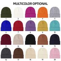 Bonnet en tricot acrylique uni à revers, vente en gros du fabricant, avec logo brodé personnalisé, bonnet chaud d'hiver