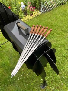 Stainless Steel Antique Style BBQ Kabob <strong>Skewers</strong> with Wooden Handle <strong>Metal</strong> Tool - Product Image 5