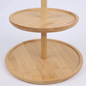 Soporte de bambú de varios niveles para pasteles, estante de exhibición de postres de 2 niveles para fiesta de té, bandeja de frutas reutilizable - Product Image 4