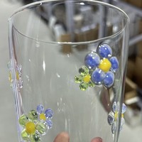 Tasse à lait originale faite à la main avec motif floral en relief coloré, design moderne à double paroi, verre résistant à la chaleur, compatible lave-vaisselle et micro-ondes