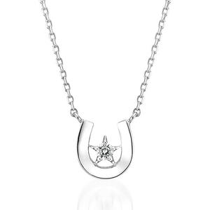 보석 925 스털링 실버 18k 골드 도금 지르콘 말굽 스타 목걸이 여성용 - Product Image 4