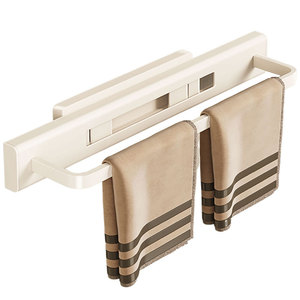 Porte-serviettes à fixation par ventouse Meiruide, 2 barres réglables, rangement pour salle de bain, cuisine, armoire - Product Image 1