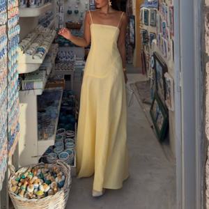 Robe de bal élégante et modeste pour femme, personnalisable avec étiquette de marque, robe de soirée longue droite en popeline à fines bretelles sexy - Product Image 2