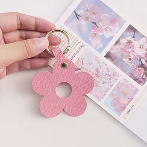 Multi-color Fresh Five-petal Flower Keychain PU Leather <b>Key</b> <b>Ring</b> Simple Flower <b>Bag</b> Charm Portable <b>Key</b> Organizer - Product Image 1