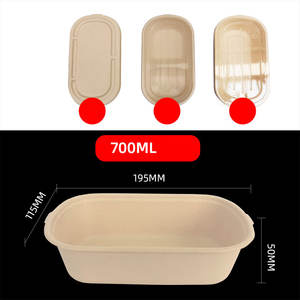 Boîte à lunch en paille de blé dégradable Emballage écologique Livraison d'aliments à emporter Boîtes à gâteaux jetables Logo personnalisé Brun XL - Product Image 6