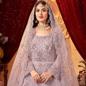 Vestido Anarkali largo étnico indio para mujer, ropa de fiesta, adultos, bordado elegante, red Dupatta hecha de Material de red - Product Image 1