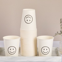 Gobelets en papier jetables enduits, style Ins, motifs carreaux visages souriants, personnalisables pour usage domestique et commercial, thé au lait/café