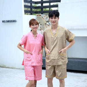 Hecho en China Traje de pantalones cortos con cuello en V de gran tamaño Sauna Baño de pies Uniforme Pareja Pijamas para el hogar Patrón plegable - Product Image 5