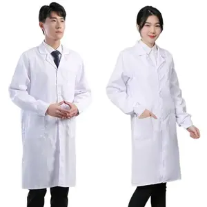 Blouse blanche Laboratoire Protection chimique Vêtements de travail Lycée Entrée Examen Poussière Docteur Alimentaire Usine Étudiant Blouse de laboratoire - Product Image 4