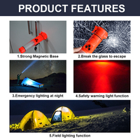 Lampe torche multifonctionnelle 6-en-1 en PVC, éclairage d'urgence, dispositif de sécurité incendie pour véhicules, brise-vitre, utilisation facile, portable