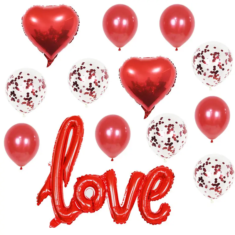 Balões conjuntos com folha de alumínio, material para festa de casamento, coração, amor, balão, decoração, dia dos namorados