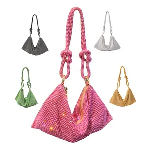 New Latest Crystal Clutches Women Evening Bag Rhinestone Wallet Golden Bling Diamond Club Rose Silver Shiny Tote Purse Handbags