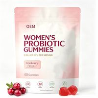 Gummies Probiotiques pour Femmes 5 Milliards de UFC Saveur Canneberge 60 Unités Sans Sucre Végétaliennes Supplément OEM