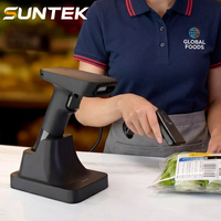 Escáner de Código de Barras Inalámbrico con Conexión Bluetooth y 2.4G, Lector de Código de Barras Portátil de 100m para Farmacias y Comercios SUNTEK