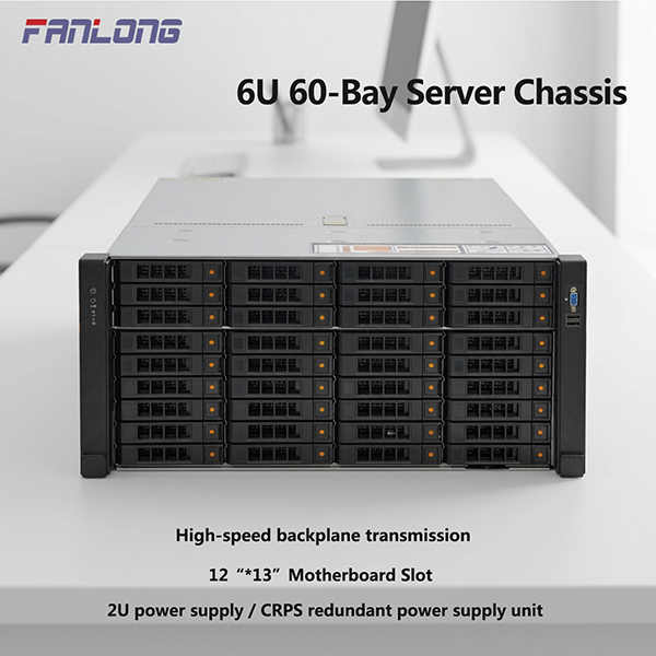 6U Rack-mounted Server Chassis with 60 Drive Bays, 2.5/3.5-inch Hot-swappable Trays and SAS 12Gb Backplane