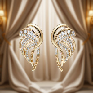 Boucles d'oreilles clous Mintore en cristal et strass, plaqué or, sertissage canal, pour femme, luxe, usage quotidien - Product Image 2