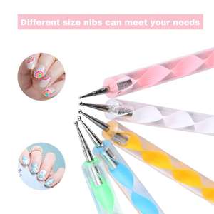 5 Stuks 2 Manier Puntje Pen Tool Nail Art Tip Multicolor Dot Toolset Dot Verf Manicure Kit Voor Embossing Patroon Nail Art - Product Image 5