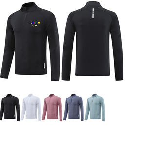 Pull de sport respirant à manches longues et col zippé pour homme, séchage rapide, idéal pour le golf, la course et l'entraînement - Product Image 1
