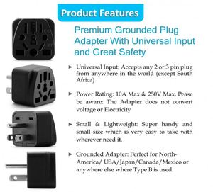 UK Travel <b>Adapter</b> Universal Multi-Function 65W QC3.0 Fast Charger with 2 <b>Type</b>-<b>C</b> & 2 <b>USB</b> Ports - Product Image 5