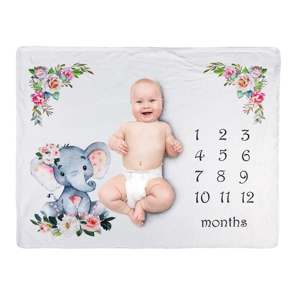 Newborn Flannel Fleece Infant Photography Blanket French Italian German Baby Number Monthly Milestone Photo Blanket Super Soft