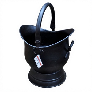 Suministro de accesorios para chimenea, Cubo de carbón, carbón metálico recubierto de polvo negro, otros fósiles, Cubo de almacenamiento para artículos de jardín - Product Image 1