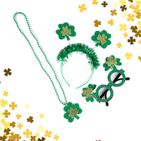 Ensemble de 3 pièces pour la fête de la Saint-Patrick, costume de cosplay pour adultes, collier, bandeau et lunettes vertes à motif trèfle, très vendu