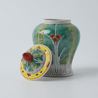 Pot à gingembre vintage chinois en porcelaine Famille Rose à motif chou, fait main, avec couvercle, en céramique, pour décoration de table et d'intérieur