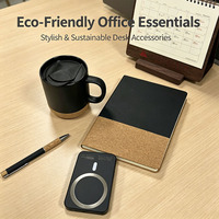 Ensemble Cadeau Promotionnel Personnalisé Écologique en PU et Papier : Porte-clés, Carnet, Stylo et Pot à Stylos – 100 Feuilles, Couverture Rigide
