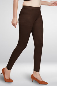 Womens Coffee Brown Stretch Leggings High Waist Slim Fit Ankle Length Comfortable Casual Daily Wear Fashion Leggings - Product Image 4