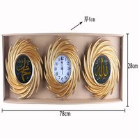 Jam Dinding & Cermin Set 10 inci Terlaris, Dekorasi Seni Vintage & Modern Eropa untuk Ruang Tamu, Gerakan Quartz Senyap Warna Emas