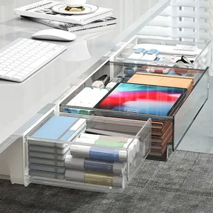 L SIZE Wholesale Under Desk Drawer multiple size Office Organizers Under Table Drawer Plastic Shelf Adhesive