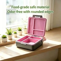 Boîte à lunch alimentaire à 3 compartiments, conteneur bento portable pour le stockage des aliments, idéal pour les trajets, le camping et les repas de remplacement diététiques