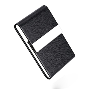Porta biglietti da visita in pelle sintetica sottile con custodia in metallo con caratteristiche RFID e chiusura magnetica per un massimo di 25 carte di Design a portafoglio corto - Product Image 5