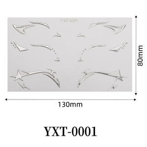 Autocollant Tatouage Éphémère YXT-0001 Effet Métallique Argenté pour les Yeux 130x80mm, Forme Étoile, Impression par Transfert sur Film PET pour Art Facial - Product Image 1