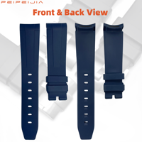 Bracelet de montre en caoutchouc fluoré FKM incurvé de 20 mm, bracelet de remplacement compatible avec GMT Master II, Submariner 41 mm style Oysterflex